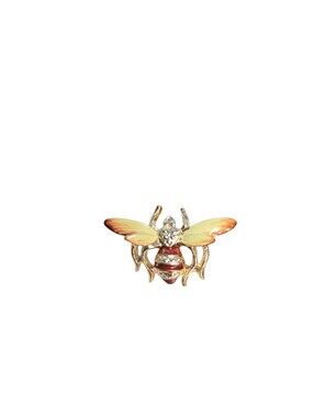 Enamel Bumblebee Brooch Pin, Gold Tone Metal, Yellow & Brown Colors